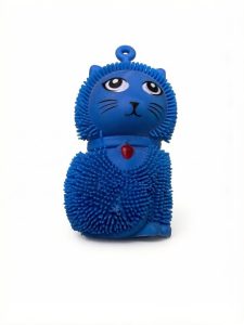 Резиновая игрушка-антистресс «Синий котик» с мягкими ворсинками