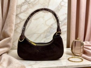 Женская сумка-багет ZARA из замши, темно-коричневая
