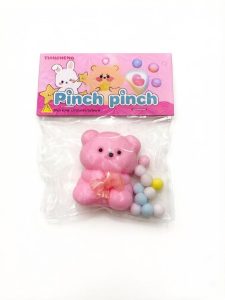 Игрушка-антистресс сквиш «Розовый мишка» (Pinch pinch) с помпонами