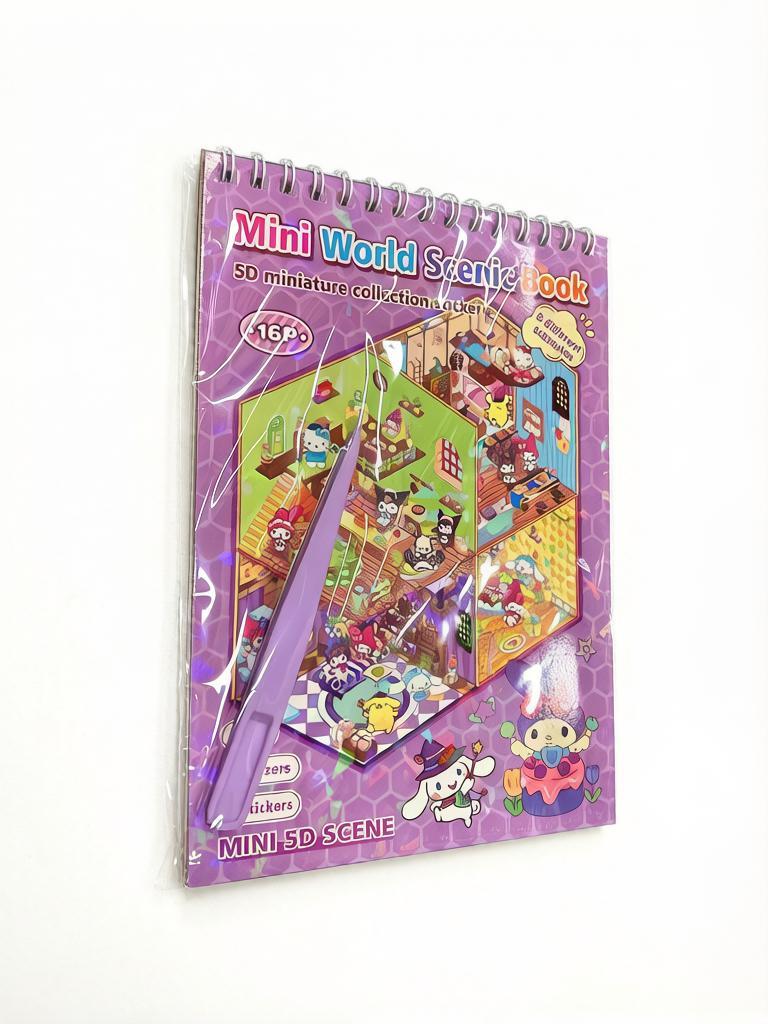 Детский альбом с 5D наклейками Mini World Scenic Book (Sanrio), 16 страниц