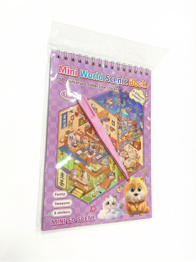 Объемная книжка-наклейка Mini World Scenic Book (5D миниатюры с пинцетом)