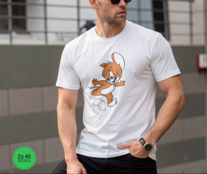 Мужская хлопковая футболка с принтом «Джерри-футболист» (Tom and Jerry)