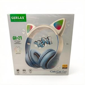 Детские беспроводные наушники с кошачьими ушками Gerlax GH-23 (Bluetooth, RGB подсветка), голубые