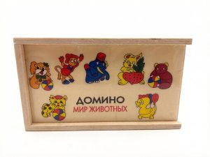 Детское деревянное домино «Мир животных» в коробке